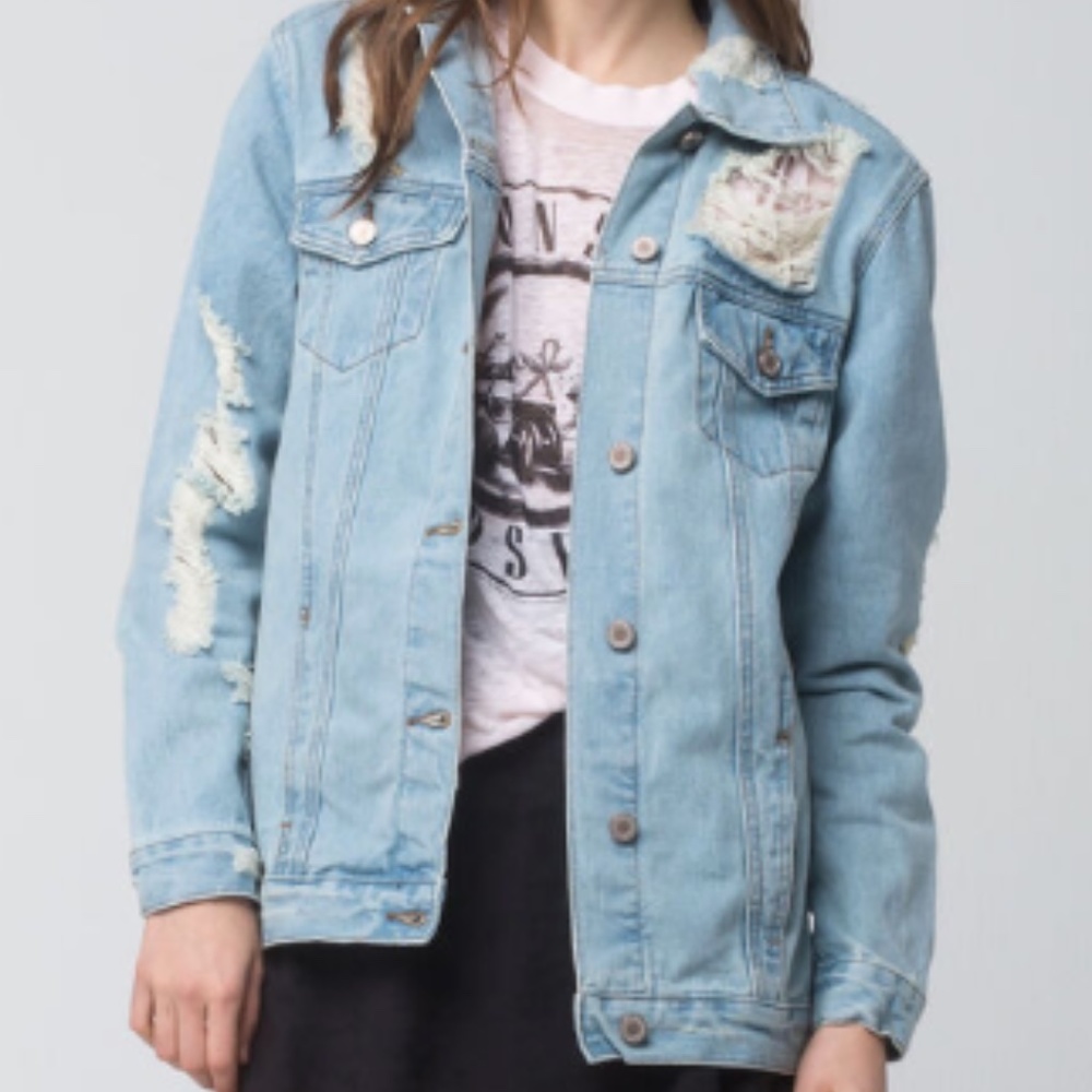 BoomBoom Jeans Oversized Destructed Denim Jacket M